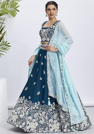 Picture of Magnificent Georgette Navy Blue Lehenga Choli