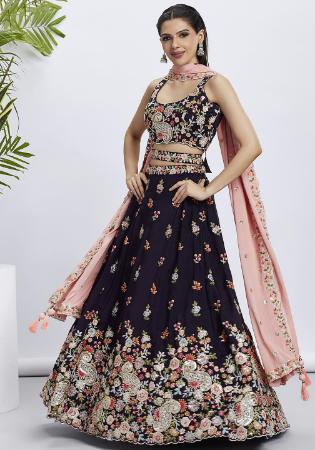 Picture of Beautiful Georgette Dark Magenta Lehenga Choli