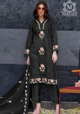 Picture of Pretty Organza Black Straight Cut Salwar Kameez