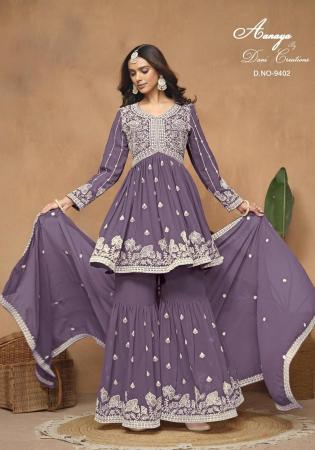 Picture of Georgette Dim Gray Straight Cut Salwar Kameez