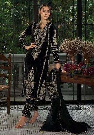 Picture of Delightful Chiffon Black Straight Cut Salwar Kameez