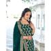 Picture of Georgette Dark Green Straight Cut Salwar Kameez