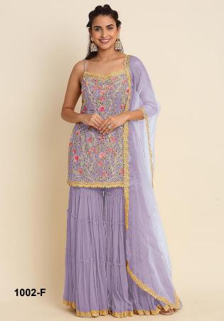 Picture of Georgette Light Slate Grey Straight Cut Salwar Kameez