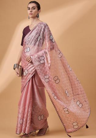 Picture of Classy Net & Silk Rosy Brown Saree