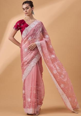 Picture of Superb Net & Silk Pale Violet Red Saree