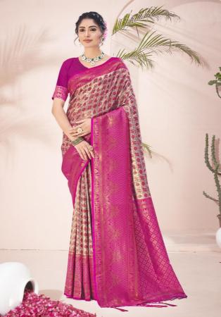 Picture of Beauteous Silk Medium Violet Red Saree