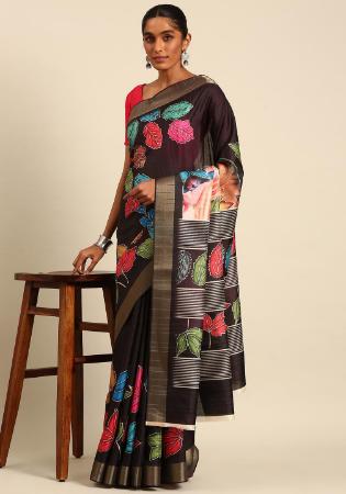 Picture of Fine Cotton Black Saree