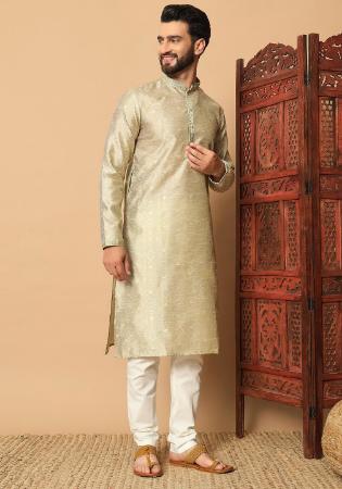 Picture of Well Formed Silk Beige Kurtas