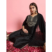 Picture of Rayon & Georgette & Silk Black Readymade Salwar Kameez