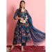 Picture of Rayon & Georgette & Silk Navy Blue Readymade Salwar Kameez