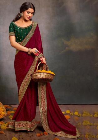 Picture of Superb Satin Maroon Saree