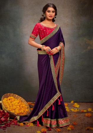 Picture of Elegant Satin Purple Saree