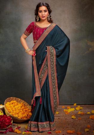 Picture of Magnificent Satin Dark Slate Grey Saree