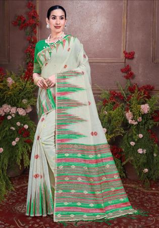 Picture of Fine Cotton Off White Saree