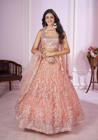 Picture of Stunning Georgette & Net Pink Lehenga Choli