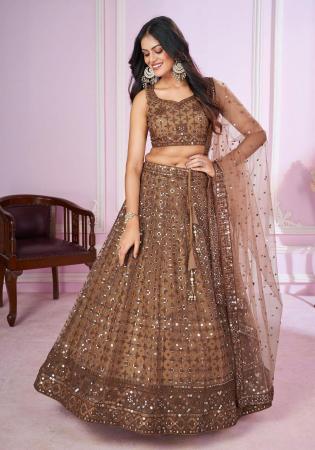 Picture of Exquisite Georgette & Net Rosy Brown Lehenga Choli