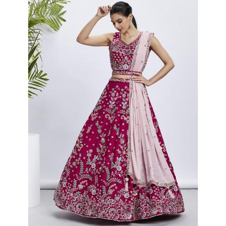 Picture of Ideal Georgette Dark Red Lehenga Choli