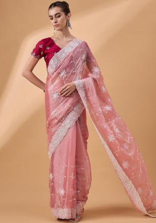 Picture of Chiffon & Net & Organza Pale Violet Red Saree