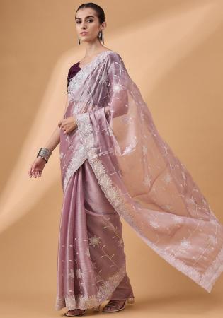 Picture of Delightful Chiffon & Net & Organza Rosy Brown Saree