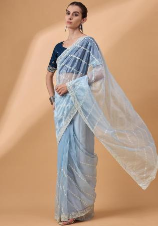 Picture of Amazing Chiffon & Net & Organza Lavender Saree