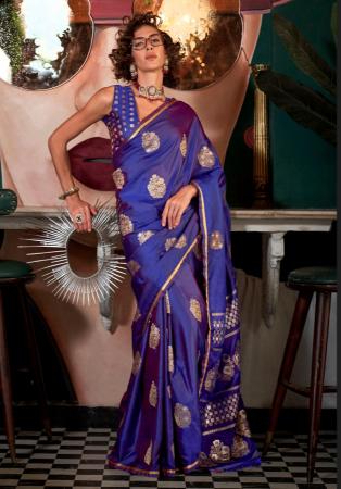 Picture of Alluring Satin Dark Slate Blue Saree