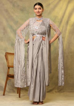 Picture of Graceful Chiffon Grey Saree