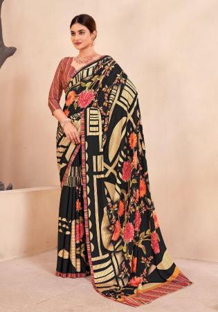 Picture of Beauteous Crepe & Silk Black Saree