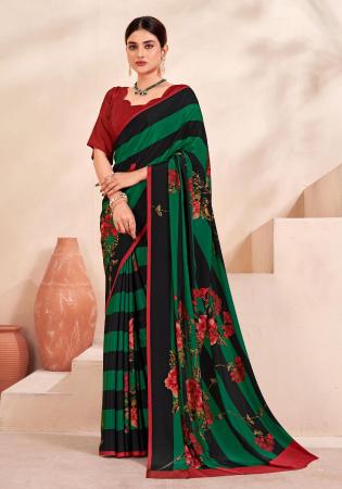 Picture of Resplendent Crepe & Silk Teal Saree