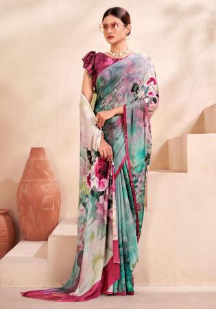 Picture of Lovely Crepe & Silk Light Slate Grey Saree