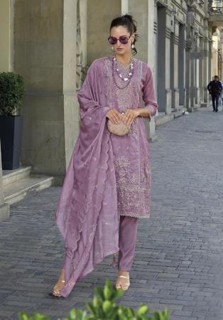 Picture of Comely Organza Rosy Brown Readymade Salwar Kameez