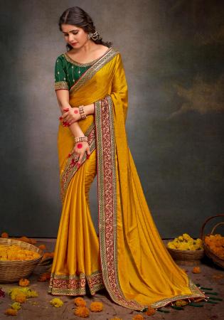 Picture of Alluring Silk Dark Golden Rod Saree