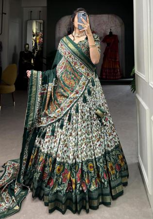 Picture of Stunning Silk Dark Olive Green Lehenga Choli