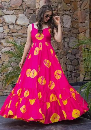 Picture of Shapely Rayon Deep Pink Readymade Gown