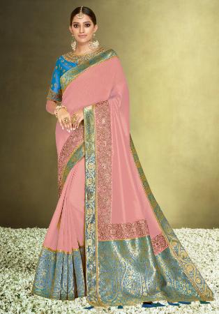 Picture of Exquisite Satin & Silk Dark Salmon Saree