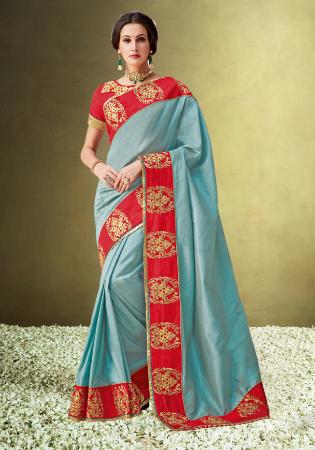 Picture of Enticing Satin & Silk Dark Sea Green Saree