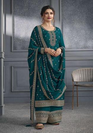 Picture of Silk Midnight Blue Straight Cut Salwar Kameez