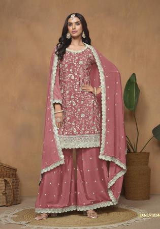 Picture of Chiffon Indian Red Straight Cut Salwar Kameez