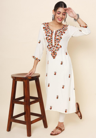 Picture of Splendid Rayon White Kurtis & Tunic