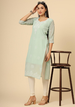 Picture of Alluring Georgette Off White Kurtis & Tunic