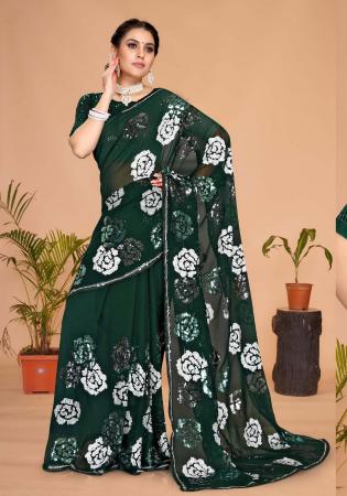 Picture of Fascinating Georgette & Net Sea Green Saree