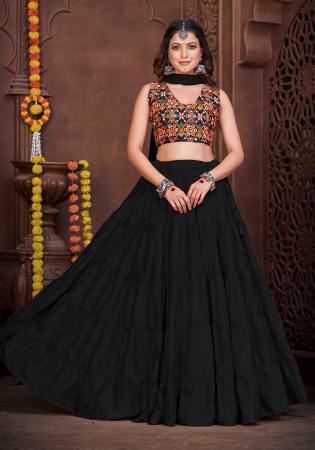 Picture of Alluring Crepe Black Lehenga Choli