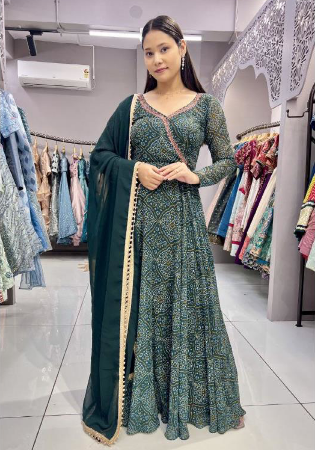 Picture of Superb Georgette Sea Green Readymade Salwar Kameez