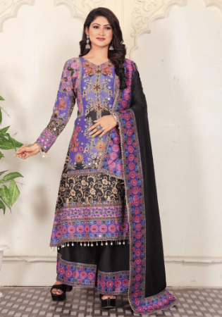 Picture of Delightful Cotton Plum Readymade Salwar Kameez