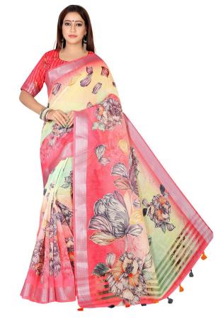 Picture of Comely Linen Rosy Brown Saree