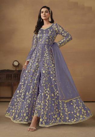 Picture of Pretty Net Dark Slate Blue Readymade Salwar Kameez