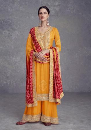 Picture of Chiffon & Silk Chocolate Straight Cut Salwar Kameez