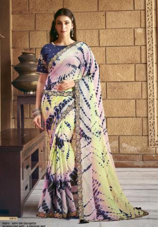 Picture of Shapely Satin & Silk Steel Blue Saree