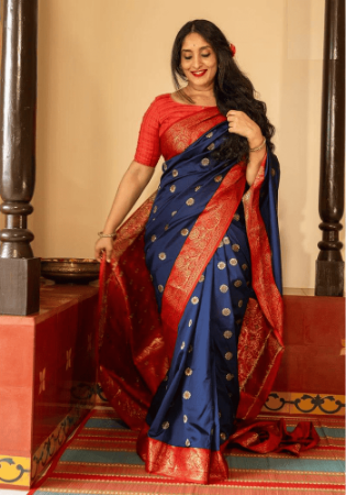 Picture of Gorgeous Silk Dark Slate Blue Saree