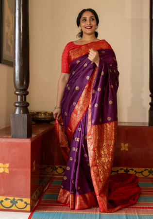 Picture of Good Looking Silk Purple Saree