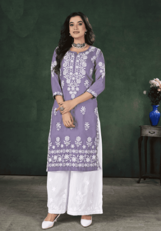 Picture of Beautiful Chiffon Light Slate Grey Kurtis & Tunic